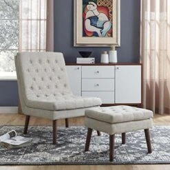 Modway Modify Tufted Modern Lounge Accent Chair And Ottoman Set In Beige -Safavieh Furnitue Shop 61t YXHhwL. AC