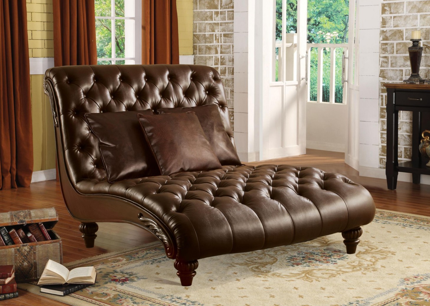 Safavieh Furnitue Shop -Safavieh Furnitue Shop 15035 two tone brown pu chaise anondale collection by acme furniture